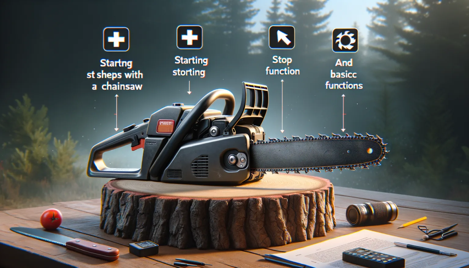 Erste Schritte mit der Kettensaege: Starten, Stopp und Grundfunktionen