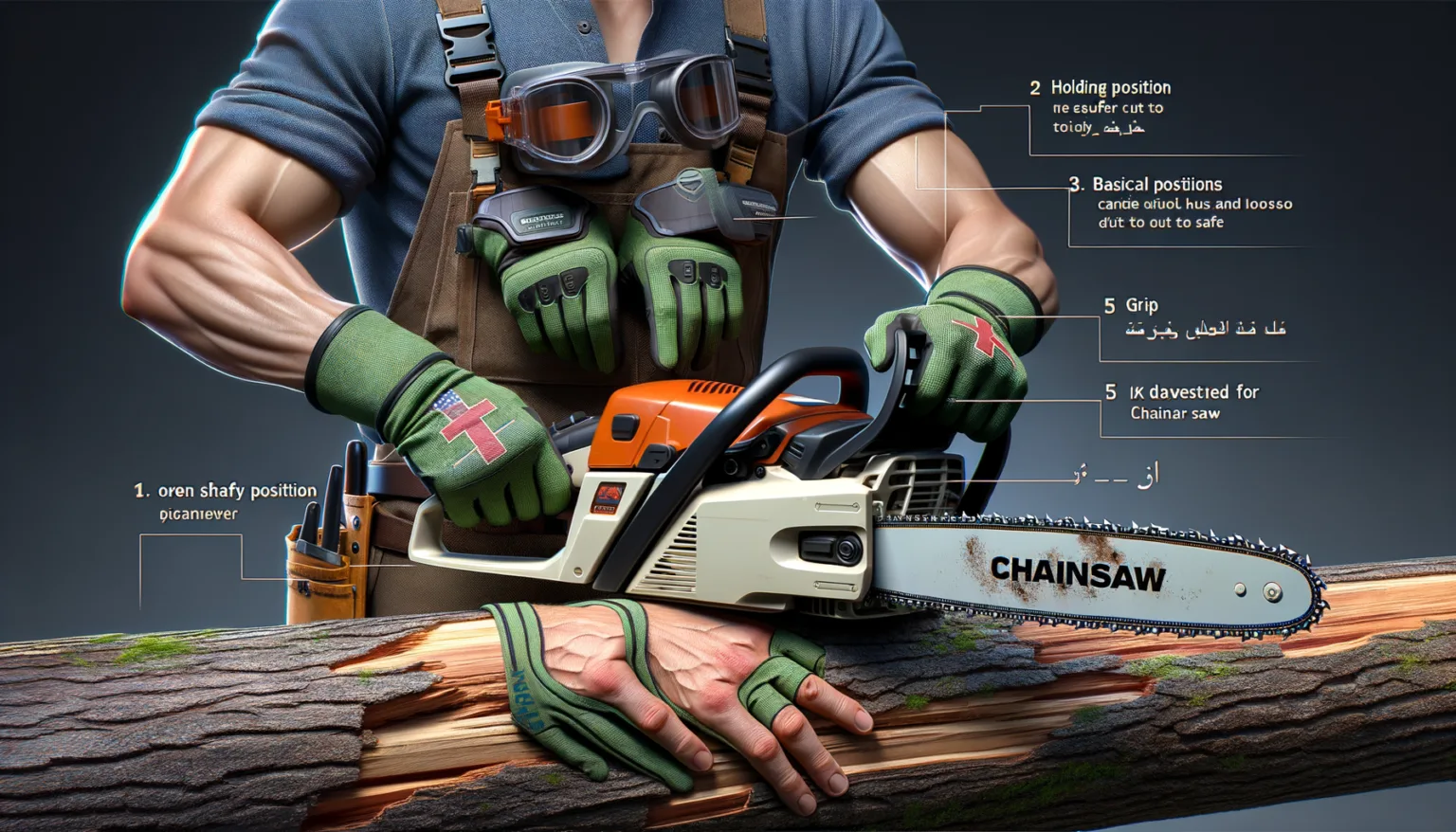 Grundstellungen und Grifftechniken bei der Kettensaege fuer sichere Schnitte