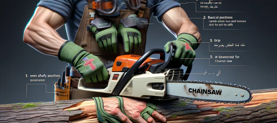 Grundstellungen und Grifftechniken bei der Kettensaege fuer sichere Schnitte