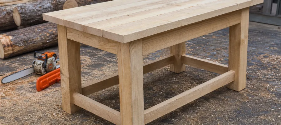 Kettensaege-Anfaengerprojekt: Bau eines stabilen Holztisches aus Bohlen