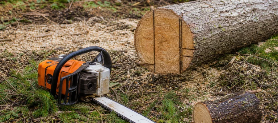 Kettensaege bei Stehendem und liegendem Holz: Haltung, Halt und Schnittplanung